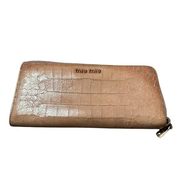 Miu Miu Handbags - Miu Miu Brown Crocodile-Embossed Wallet